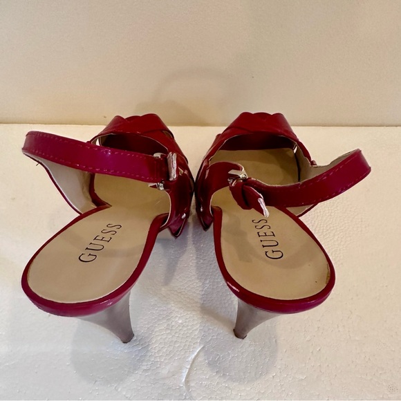 Guess Red Patent LeatherPlatform Slingback Clog Heel Sz 7.5 - Picture 5 of 10